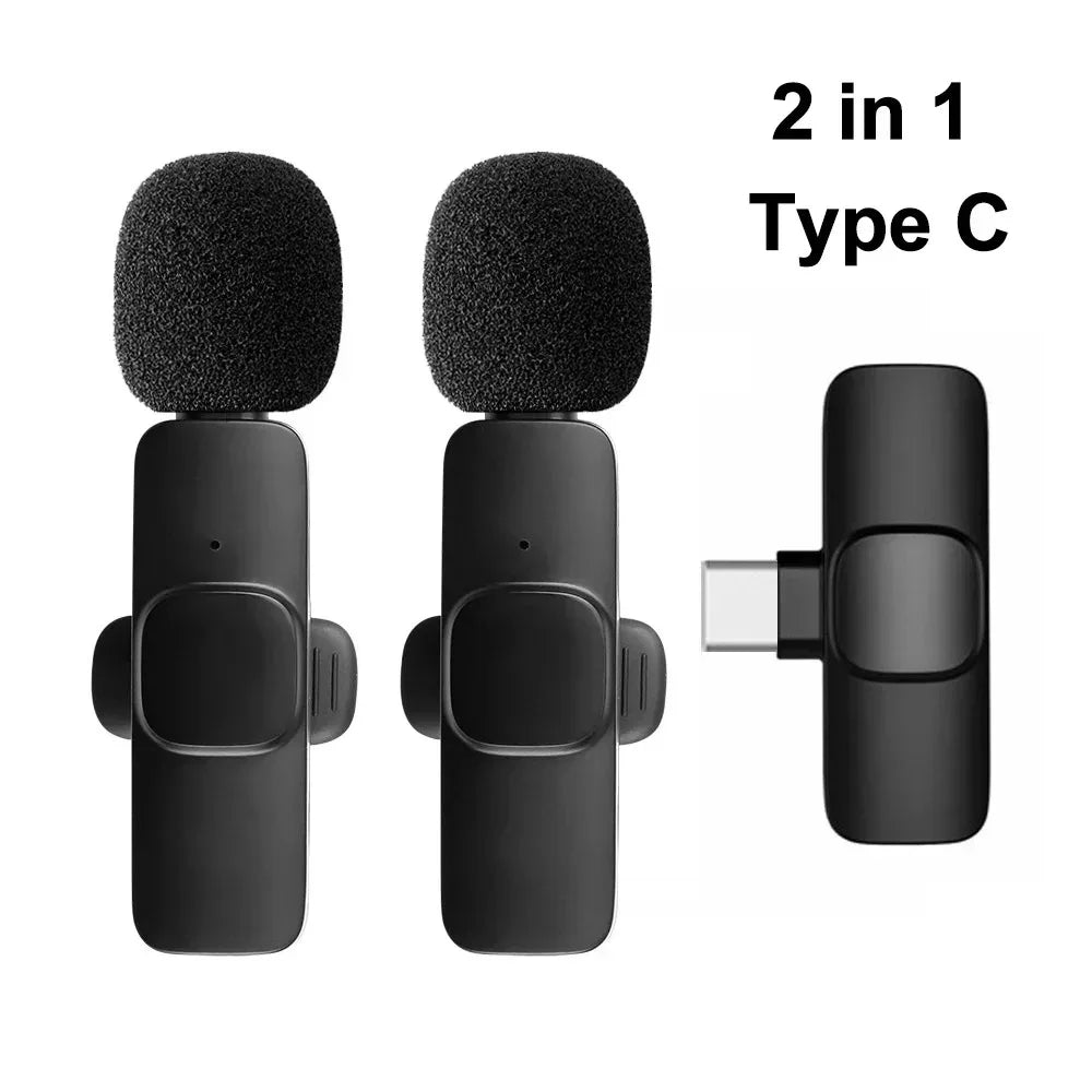 2.4G Wireless Lavalier Microphone Noise Cancelling Audio Video Recording for Iphone/Ipad/Android/Xiaomi/Samsung Live Game Mic