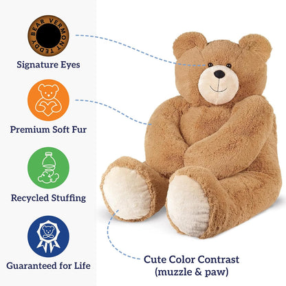 Giant Stuffed Animal 6 FT - Big Teddy Bear for Kids & Adults | Stuffed in Vermont, USA - Eco Friendly Gift Saves 500 Plastic Bottles