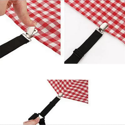 4Pcs Adjustable Bed Sheet and Quilt Holder for Bed Sheet Organizer Mattress Cover Clip for Home Elastic Straps Adjustable Clips