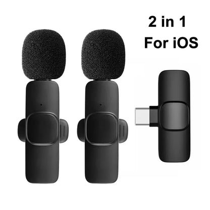 2.4G Wireless Lavalier Microphone Noise Cancelling Audio Video Recording for Iphone/Ipad/Android/Xiaomi/Samsung Live Game Mic