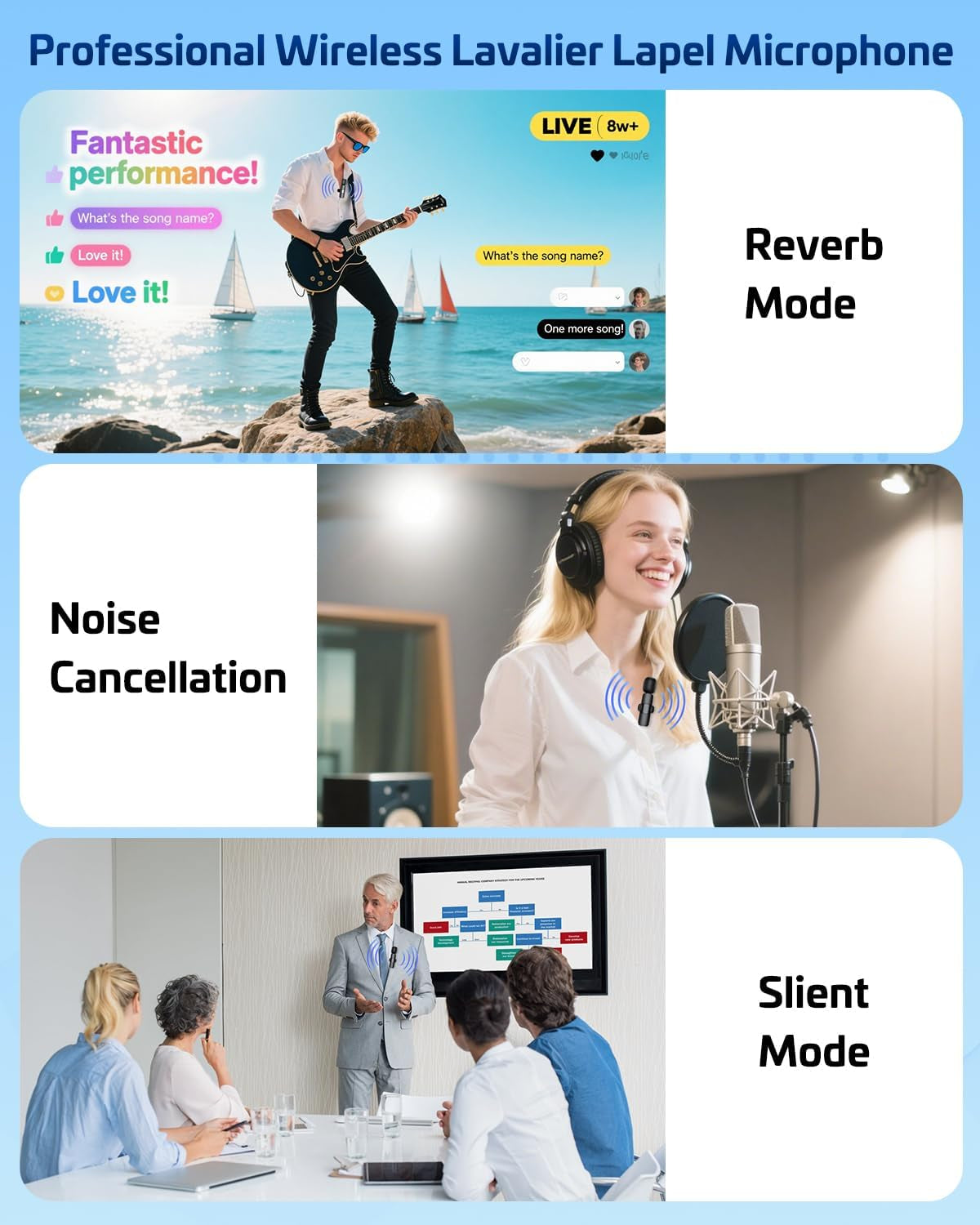 Pink Wireless Lavalier Microphone for Iphone & Android - Mini Clip-On Mic with Noise Cancellation, 65Ft Range, 8H Battery, Usb-C/Lightning - for Tiktok, Youtube, Podcast, Live Streaming