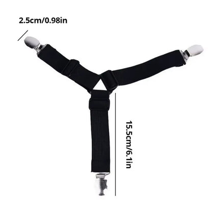 4Pcs Adjustable Bed Sheet and Quilt Holder for Bed Sheet Organizer Mattress Cover Clip for Home Elastic Straps Adjustable Clips