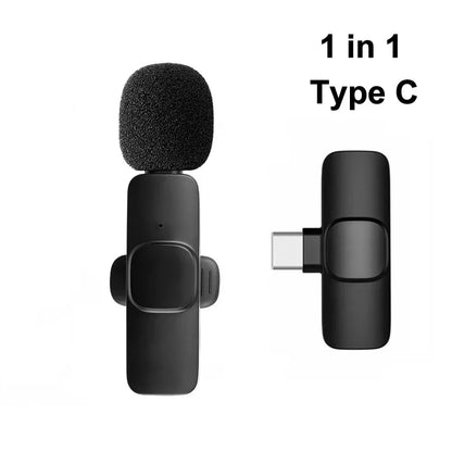 2.4G Wireless Lavalier Microphone Noise Cancelling Audio Video Recording for Iphone/Ipad/Android/Xiaomi/Samsung Live Game Mic