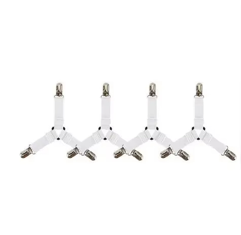 4Pcs Adjustable Bed Sheet and Quilt Holder for Bed Sheet Organizer Mattress Cover Clip for Home Elastic Straps Adjustable Clips