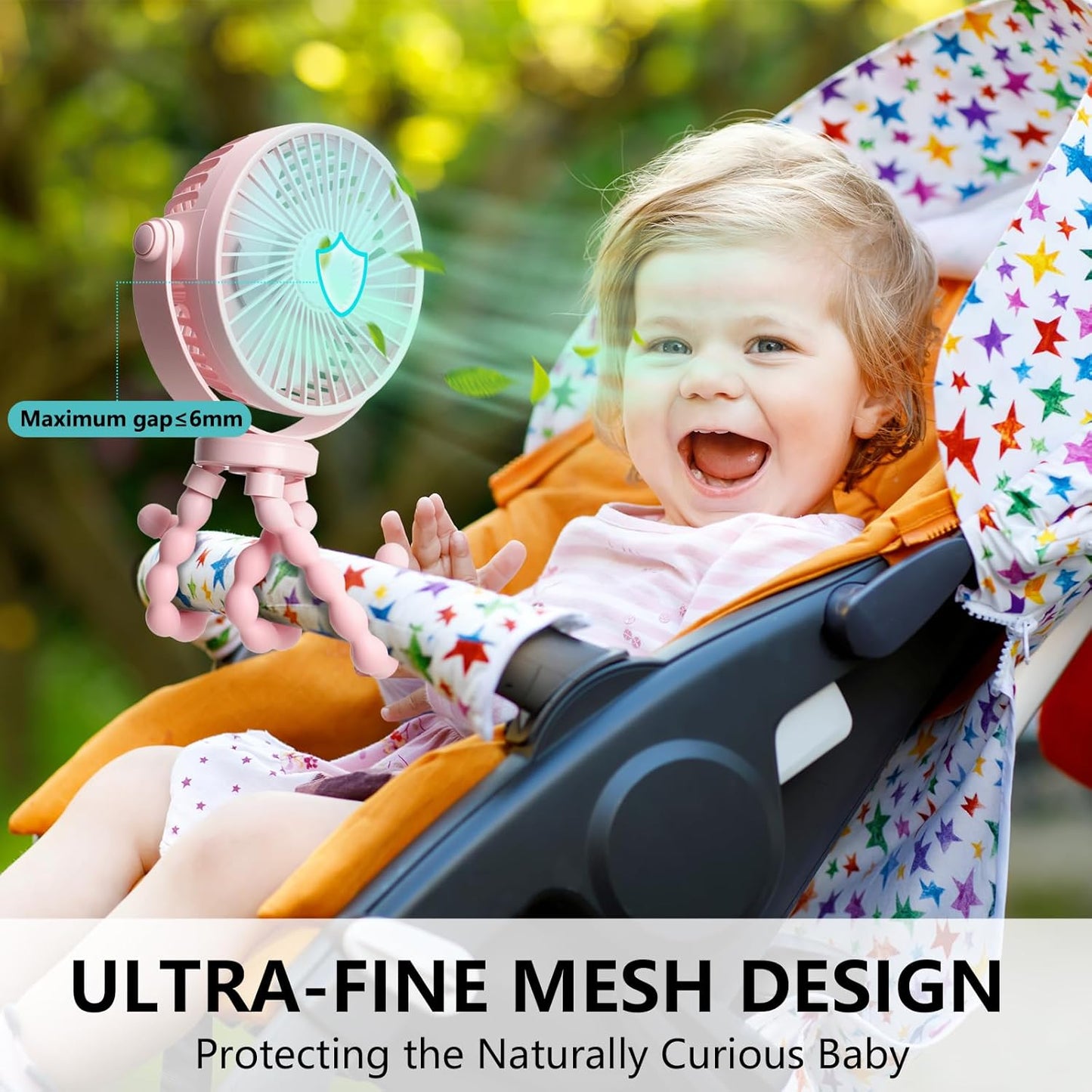 Mini Portable Stroller Fan, 3000Mah Battery Operated Personal Small Handheld Fan with Flexible Tripod, 360° Rotate 3 Speed Rechargeable Clip on for Car Seat Crib Treadmill Travel Camping
