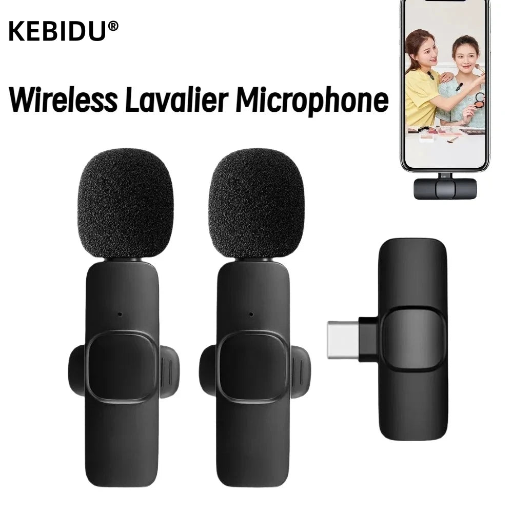 2.4G Wireless Lavalier Microphone Noise Cancelling Audio Video Recording for Iphone/Ipad/Android/Xiaomi/Samsung Live Game Mic