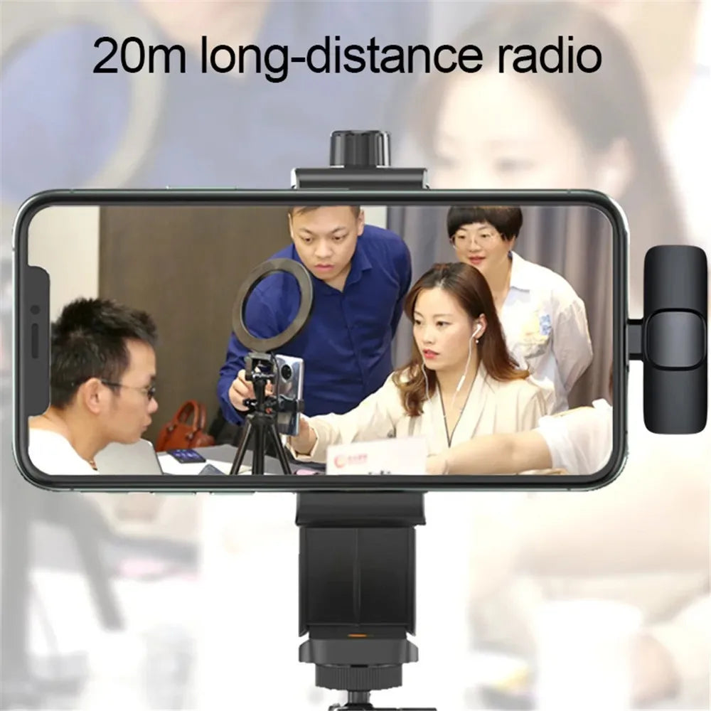 2.4G Wireless Lavalier Microphone Noise Cancelling Audio Video Recording for Iphone/Ipad/Android/Xiaomi/Samsung Live Game Mic